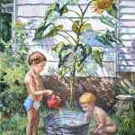 Two Sons and Sunflower, 1978
    Oil on canvas, 46 x 36